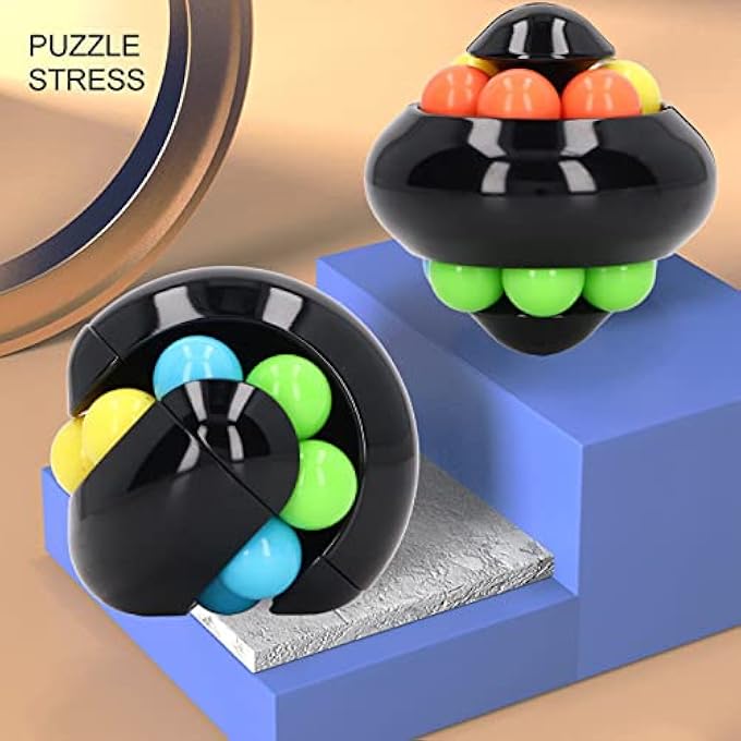 KOSDFOGE Rotating Ball Puzzle Toy Adult Teenager Portable Funny Stress Relief Bead Rotation Toy for Home Office(Pearl Black) - Image 5