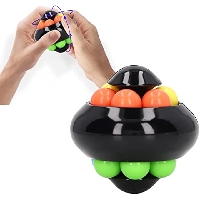 KOSDFOGE Rotating Ball Puzzle Toy Adult Teenager Portable Funny Stress Relief Bead Rotation Toy for Home Office(Pearl Black) - Image 3