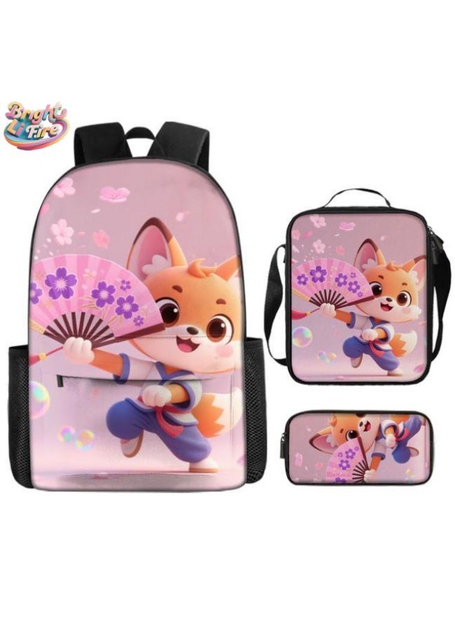 Bright Li Fire Unlock the new fashion of childish fun! Three-piece set of bags, cartoon elements for children and teenagers (students, children, friends' outings, mountain climbing, schooling, etc. can be used) - 54  - Image 1