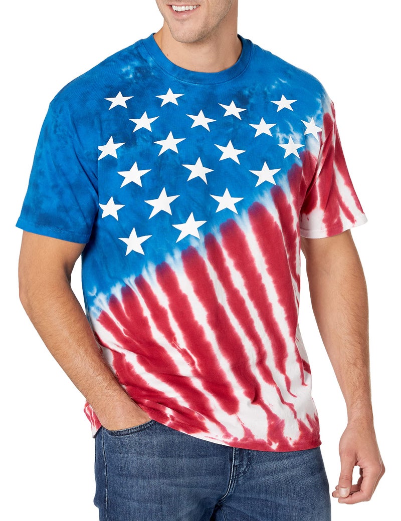 Liquid Blue Men's Plus-Size Stars and Stripes T-Shirt, Tie Dye, X-Large - Image 1