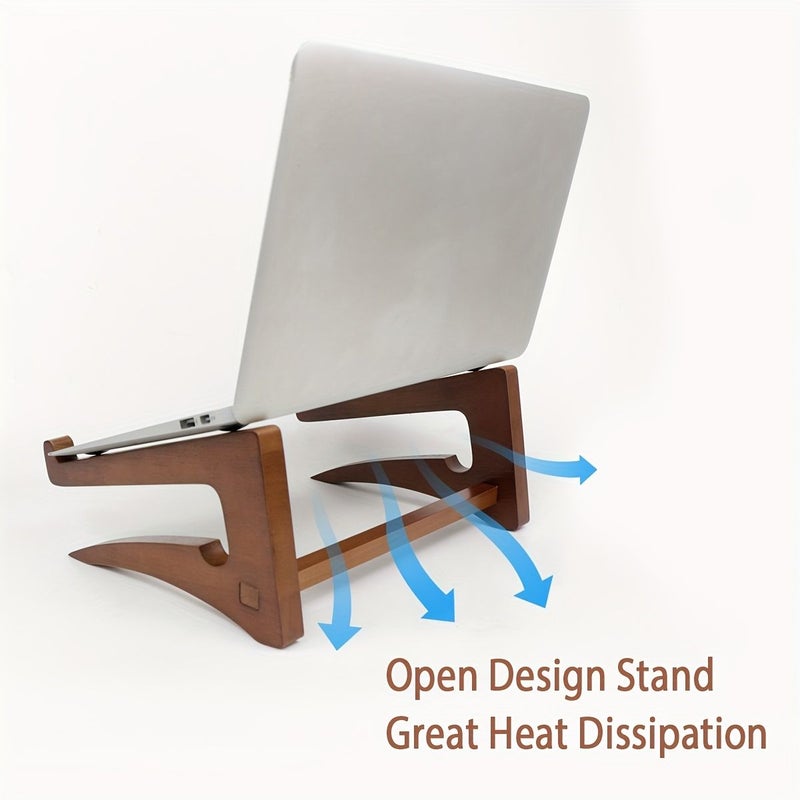 Versatile Wooden Laptop Stand for 15 Inch Computers Cooling Desk Holder - Image 1