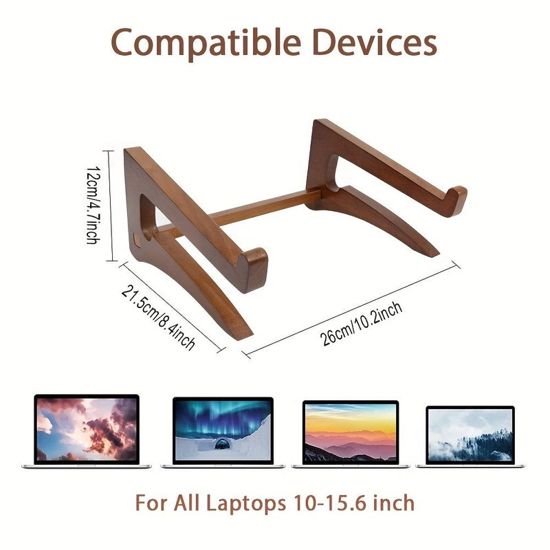 Versatile Wooden Laptop Stand for 15 Inch Computers Cooling Desk Holder - Image 2