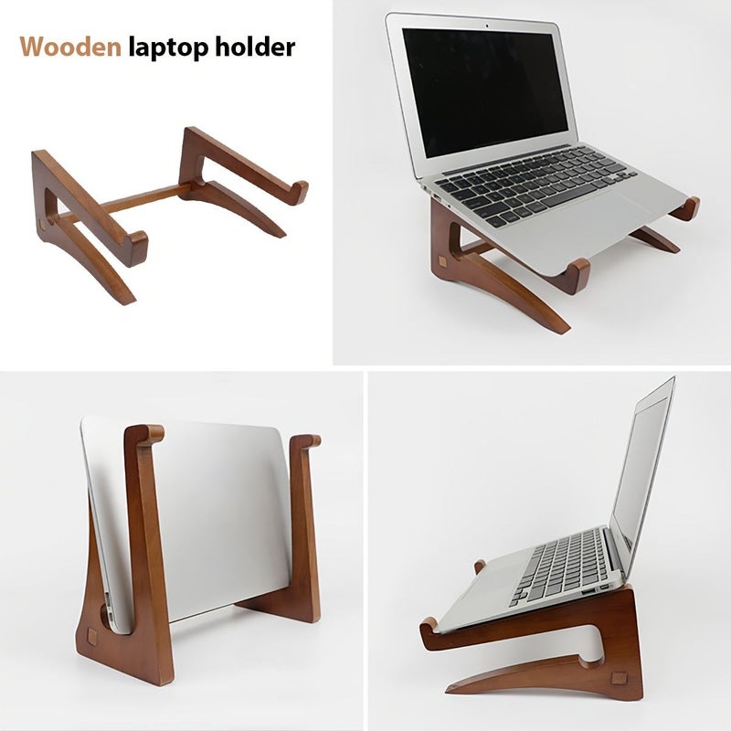 Versatile Wooden Laptop Stand for 15 Inch Computers Cooling Desk Holder - Image 4