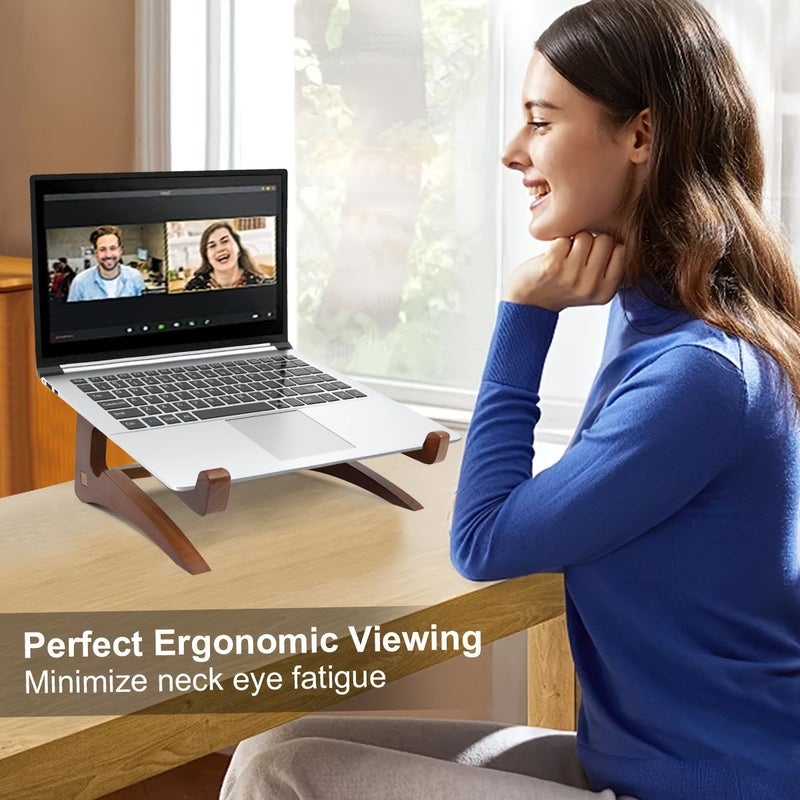 Versatile Wooden Laptop Stand for 15 Inch Computers Cooling Desk Holder - Image 5