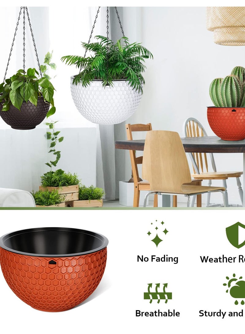 Excefore Set of 3 Hanging Planters for Indoor Outdoor Plants, Includes 6, 8, and 10 Inch Plant Holders with Drainage Holes and Removable Saucers, Enhance Your Garden and Home Decor  - Image 4