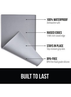 Gorilla Grip Gorilla Grip 100% Waterproof Raised Edge BPA Free Silicone Pet Feeding Mat, Dog Cat Food Mats Contain Spills Protects Floors, Placemats for Cats and Dogs Water Bowl, Pets Accessories 18.5x11.5 Gray  - Image 2