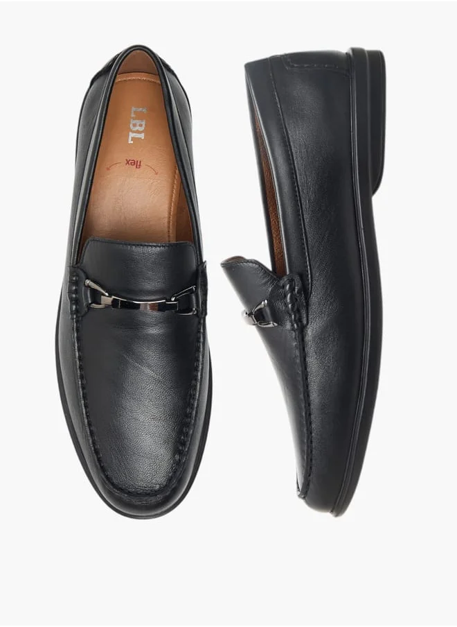 ال بي ال من شو اكسبرس Men's Solid Slip-On Loafers with Metal Accent