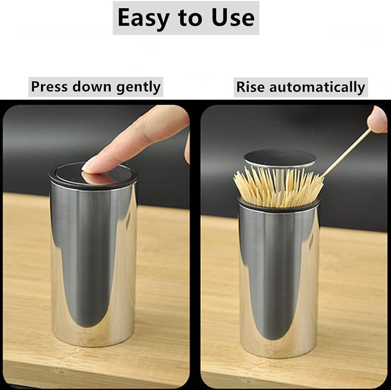 Kemaily Toothpick Holder, Automatic Stainless Steel Toothpick Holder Dispenser Click Open, Modern Toothpick Storage Box for Bamboo Toothpick - Image 5
