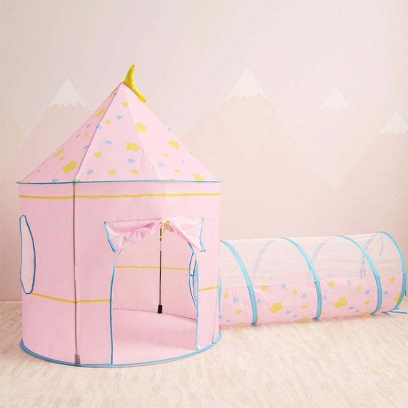 klarako Kids Play Tent, Castle Tent Pop Up Crawl Tunnel and Ball Pool 3 in 1 Indoor Playhouse Portable for Baby Toddlers Children - Image 4