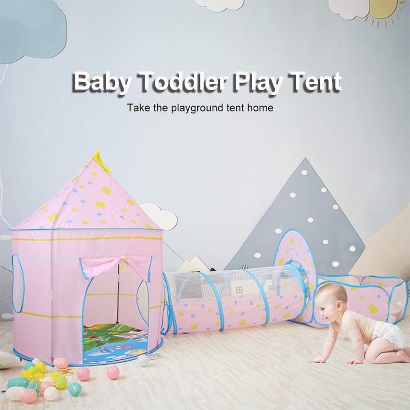 klarako Kids Play Tent, Castle Tent Pop Up Crawl Tunnel and Ball Pool 3 in 1 Indoor Playhouse Portable for Baby Toddlers Children - Image 2