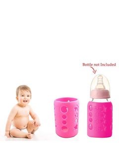 Safe-O-Kid Pack Of 1 Silicone Baby Feeding Bottle Cover Sleeve Holder Insulated Protection All Bottle Types Medium 120 Mlpink  - Image 3