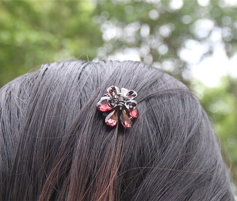 Carede 1.2 inch Rhinestone Butterfly Claw Hair Clips Hair Clamp,Crystal Bow Hair Jaw Clip Barrettes for Girls Women,Pack of 6 - Image 3