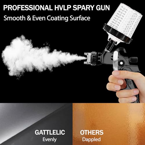 GATTLELIC HVLP Air Spray Gun with 1.4/1.7/2mm Nozzles & Air Compressor Regulator, Air Spray Paint Gun w/10pcs 600cc Mixing Cup and Lids, Automotive Paint Sprayer for Car, House Painting, Furniture - Image 3