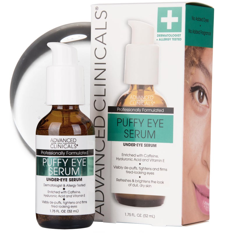 Advanced Clinicals Puffy Eye Under Eye Serum | Visible Anti Aging Brightening Vitamin C + Caffeine Serum Helps Improve Look Of Puffiness, Fine Lines, Dark Circles, & Uneven Skin Tone, 1.75 Fl Oz - Image 1
