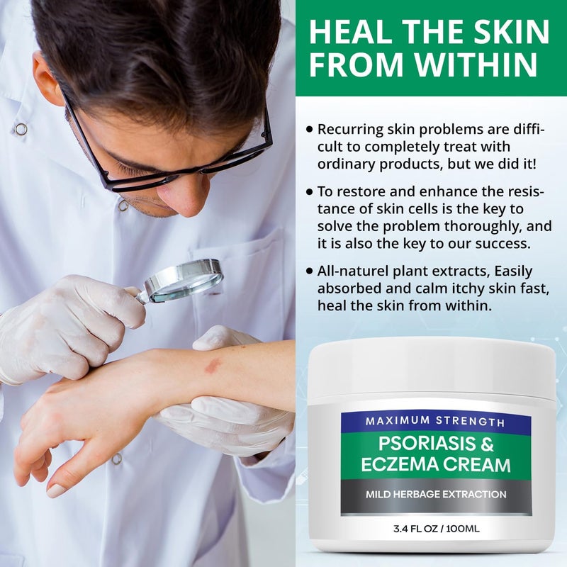 Hermon Psoriasis Eczema Relief Cream Maximum Strength for Psoriasis Eczema  Relieve Symptom of Resistant Effective for Seborrheic Dermatitis Folliculitis 100m 34 Fl Oz Pack of 1 - Image 4
