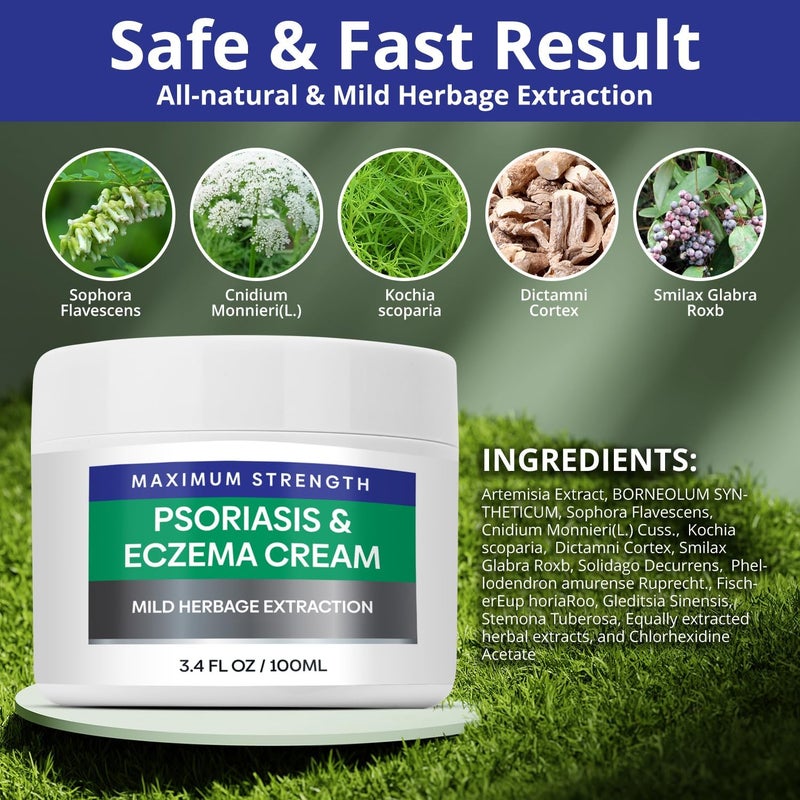 Hermon Psoriasis Eczema Relief Cream Maximum Strength for Psoriasis Eczema  Relieve Symptom of Resistant Effective for Seborrheic Dermatitis Folliculitis 100m 34 Fl Oz Pack of 1 - Image 3