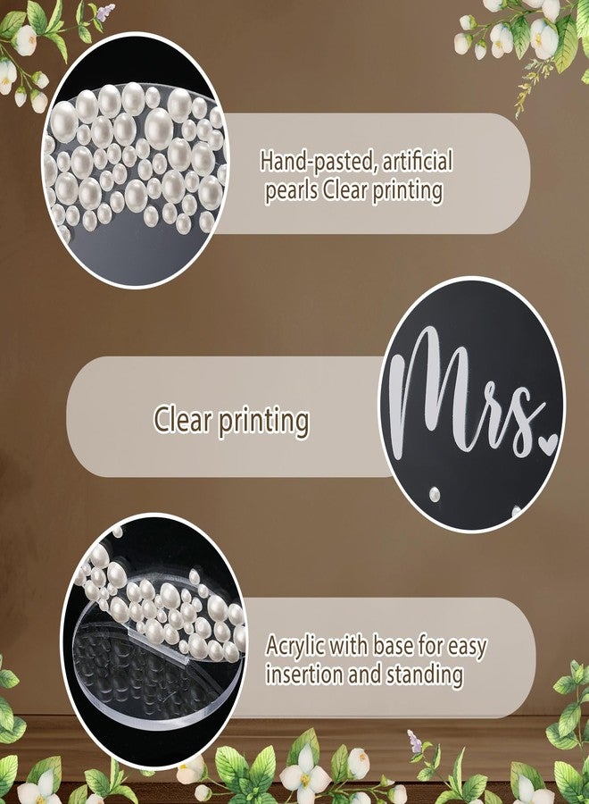 Jingmore 2 Pcs Mr and Mrs Sign for Wedding Sweetheart Table Decorations 6 Inch Acrylic Mr & Mrs Sign Pearl Bride Groom Wedding Centerpieces Head Table Decor for Reception Bridal Shower(Round) - Image 3
