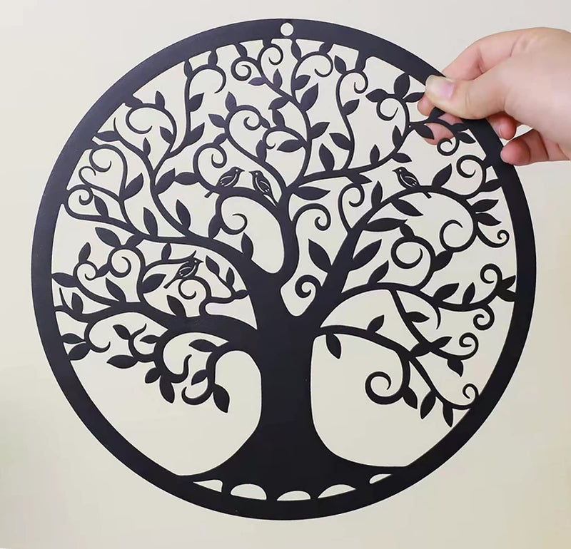 RESACO Tree of Life Wall Art Metal Tree Life Wall Decor Family Tree Wall Plaque 11 Inches Tree of Life Wall Hanging for Bathroom Kitchen Living Room Bedroom Indoor OutdoorBlack