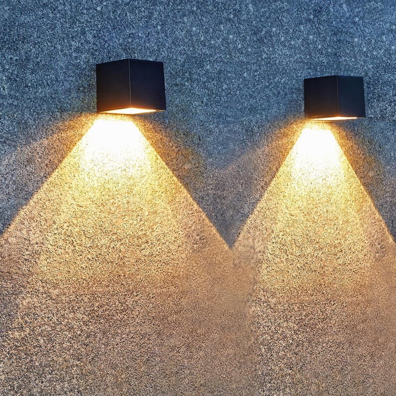 LUHLEE Solar Wall Lights Outdoor, Modern Square Solar Wall Sconce IP65 Waterproof, Solar Outdoor Lights for Patio, Porch, Garden, Backyard, Fence Decor (2 Pack) - Image 1