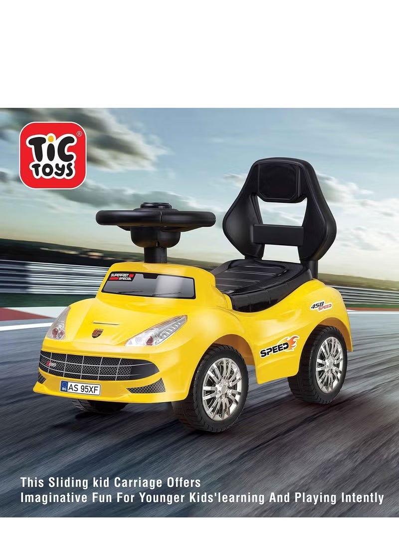 تيك تويز سيارة أطفال سباق دفع يدوي 3 في 1 – لعبة ركوب وتعليمية مع مقعد مريح ومسند ظهر ومقود للتوجيه وتخزين داخلي - Image 2