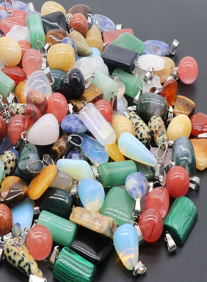 Zotoone 20pcs Natural Crystals Stone Pendant Opal Tiger Eye Stone Amethyst Cube Gemstone Charms for Jewelry Making DIY Necklace - Image 2