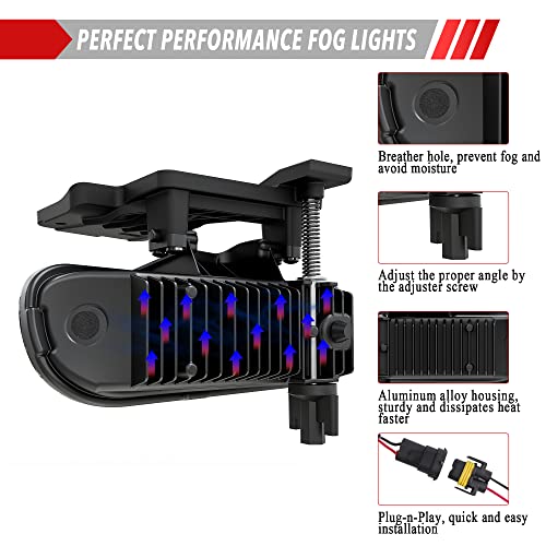 RAMJET4X4 DOT LED Fog Lights Assembly Fog Lamps Replacement Compatible with 1999-2002 GMC Sierra, 2000-2006 GMC Yukon/Yukon XL Pickup Truck, with Bulbs 899 Clear Lens - Image 4