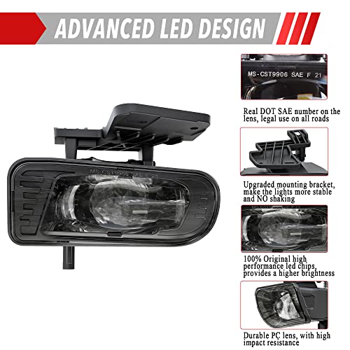 RAMJET4X4 DOT LED Fog Lights Assembly Fog Lamps Replacement Compatible with 1999-2002 GMC Sierra, 2000-2006 GMC Yukon/Yukon XL Pickup Truck, with Bulbs 899 Clear Lens - Image 3