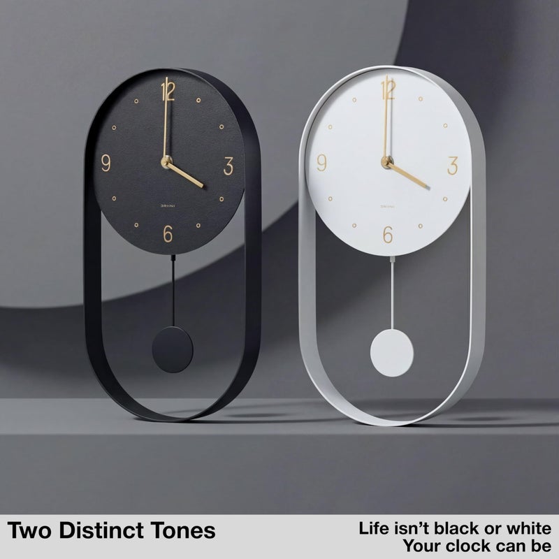 Driini Modern Pendulum Wall Clock - Black and Gold Decorative Wall Clock with Pendulum - Modern Minimalist Metal Wall Clock for Living Room DÃ©cor - Silent Battery Operated Wall Clock - Image 5