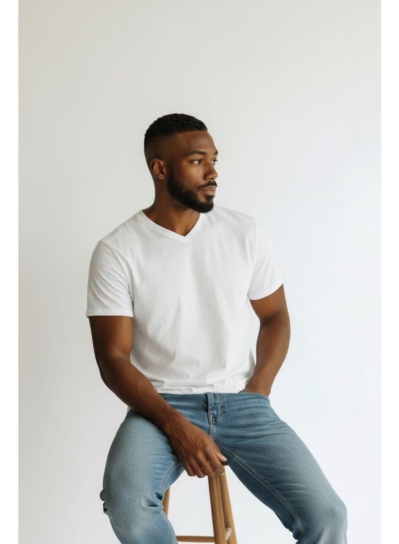 Eiffel Men’s V-Neck Undershirt made from 100% premium Syrian cotton, soft, breathable, and comfortable for everyday wear under shirts and formal clothing. - Image 2