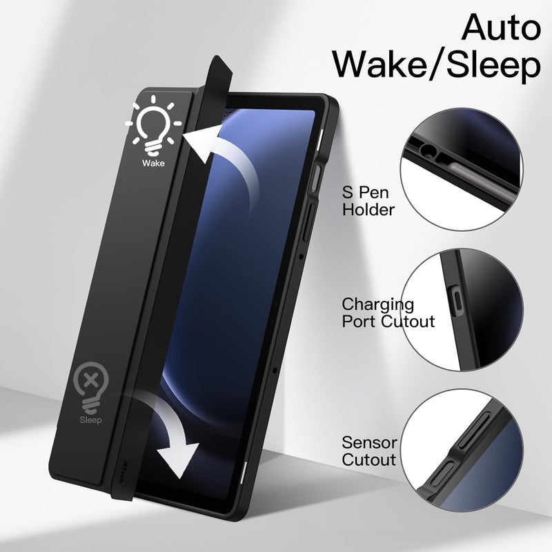 Jetech Case For Samsung Galaxy Tab S10 Lite / S10 Fe / S9 Fe 10.9-Inch With S Pen Holder, Clear Transparent Hard Pc Back, Protective Tri-Fold Stand Tablet Cover, Auto Wake/Sleep Black - Image 5