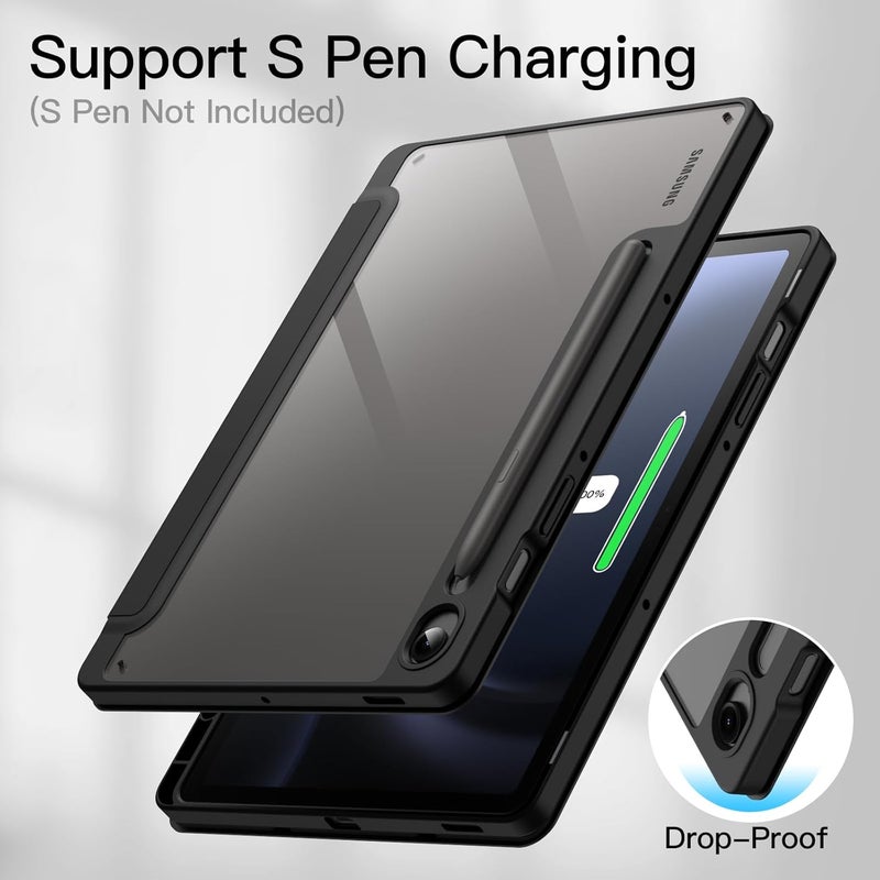 Jetech Case For Samsung Galaxy Tab S10 Lite / S10 Fe / S9 Fe 10.9-Inch With S Pen Holder, Clear Transparent Hard Pc Back, Protective Tri-Fold Stand Tablet Cover, Auto Wake/Sleep Black - Image 4