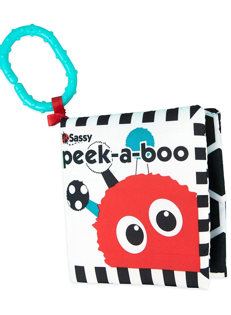 ساسي Sassy Peek-a-Boo Activity Book with Attachable Link for On-The-Go Travel | Black & White | for Ages Newborn and Up - Image 1