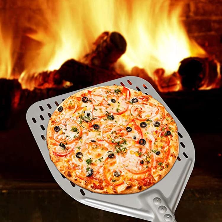 THW THW 12x14 Pizza Peel with 31 Handle HandFinished Professional Aluminum Pizza Paddle 100 FoodGrade NonStick Baking Shovel for Pizza Bread Pastries Durable Plastic Handle Silver  - Image 5