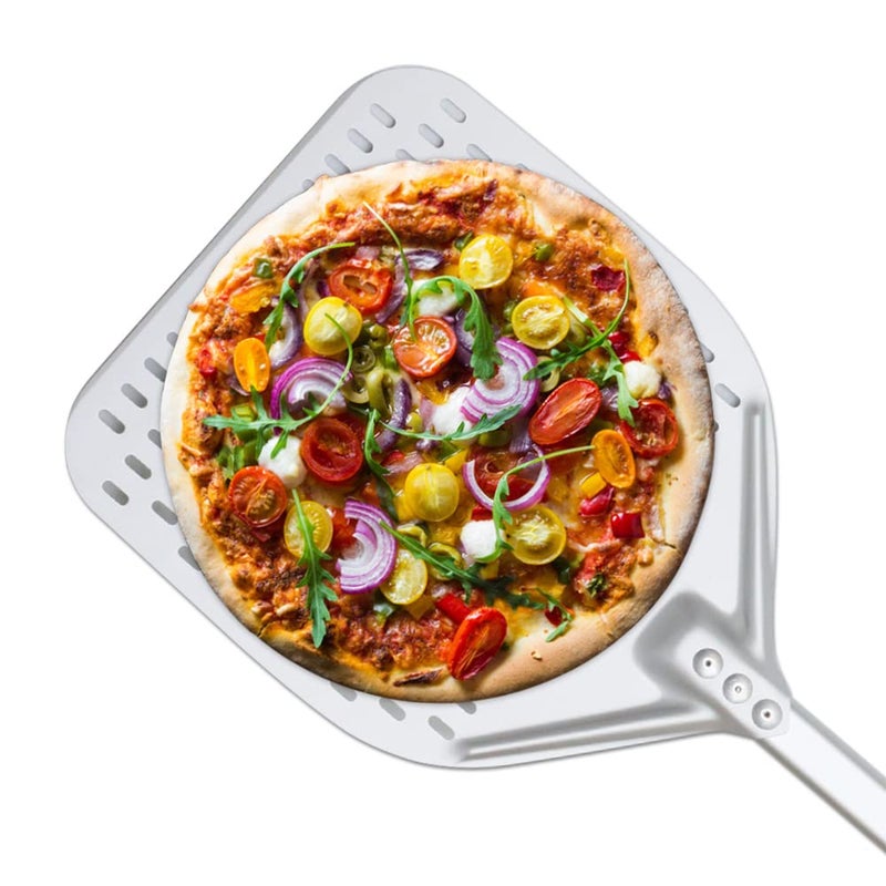 THW THW 12x14 Pizza Peel with 31 Handle HandFinished Professional Aluminum Pizza Paddle 100 FoodGrade NonStick Baking Shovel for Pizza Bread Pastries Durable Plastic Handle Silver  - Image 4