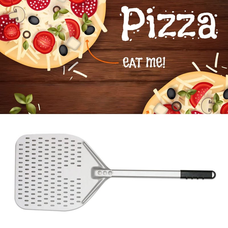 THW THW 12x14 Pizza Peel with 31 Handle HandFinished Professional Aluminum Pizza Paddle 100 FoodGrade NonStick Baking Shovel for Pizza Bread Pastries Durable Plastic Handle Silver  - Image 3