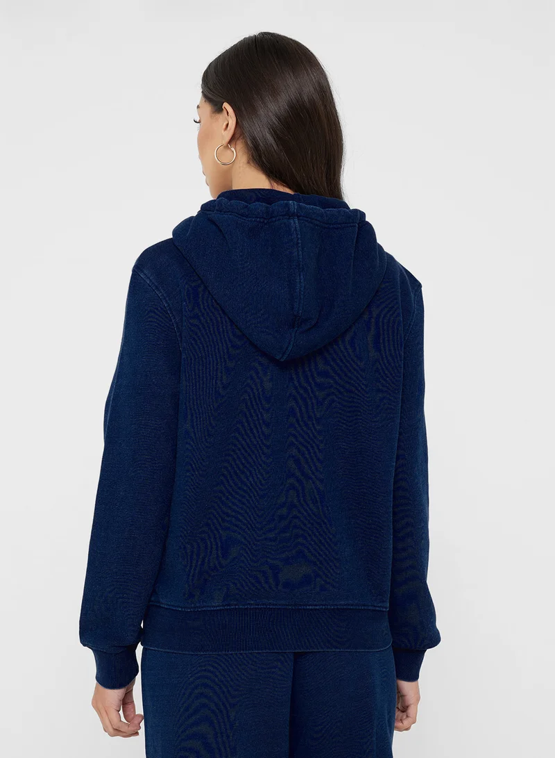 Guess Jeans Logo Detail Drawstring Hoodie
