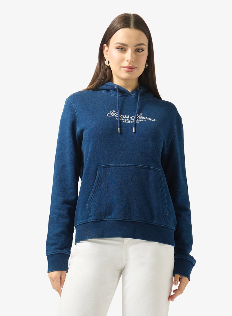 GUESS Logo Detail Drawstring Hoodie - Image 3