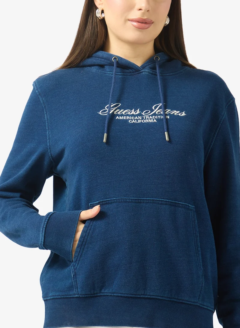 Guess Jeans Logo Detail Drawstring Hoodie