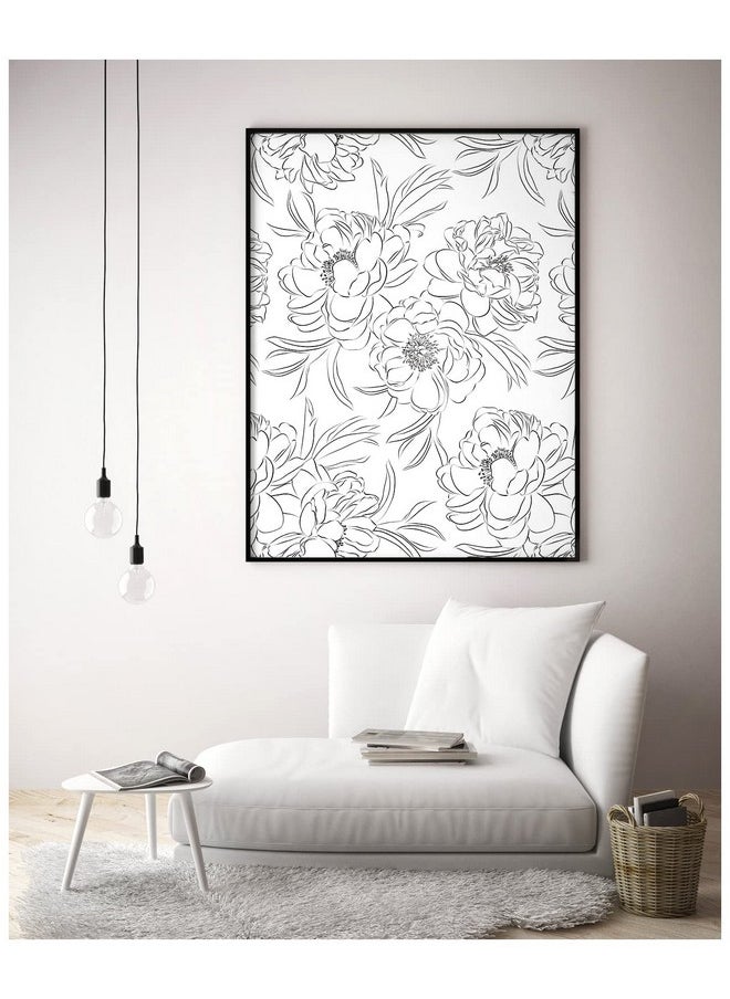HAOKHOME 932511 Black Wallpaper Peel And Stick Removable Sketch Floral Black/White Vinyl Stick On Mural 17.7In X 9.8Ft  - Image 5