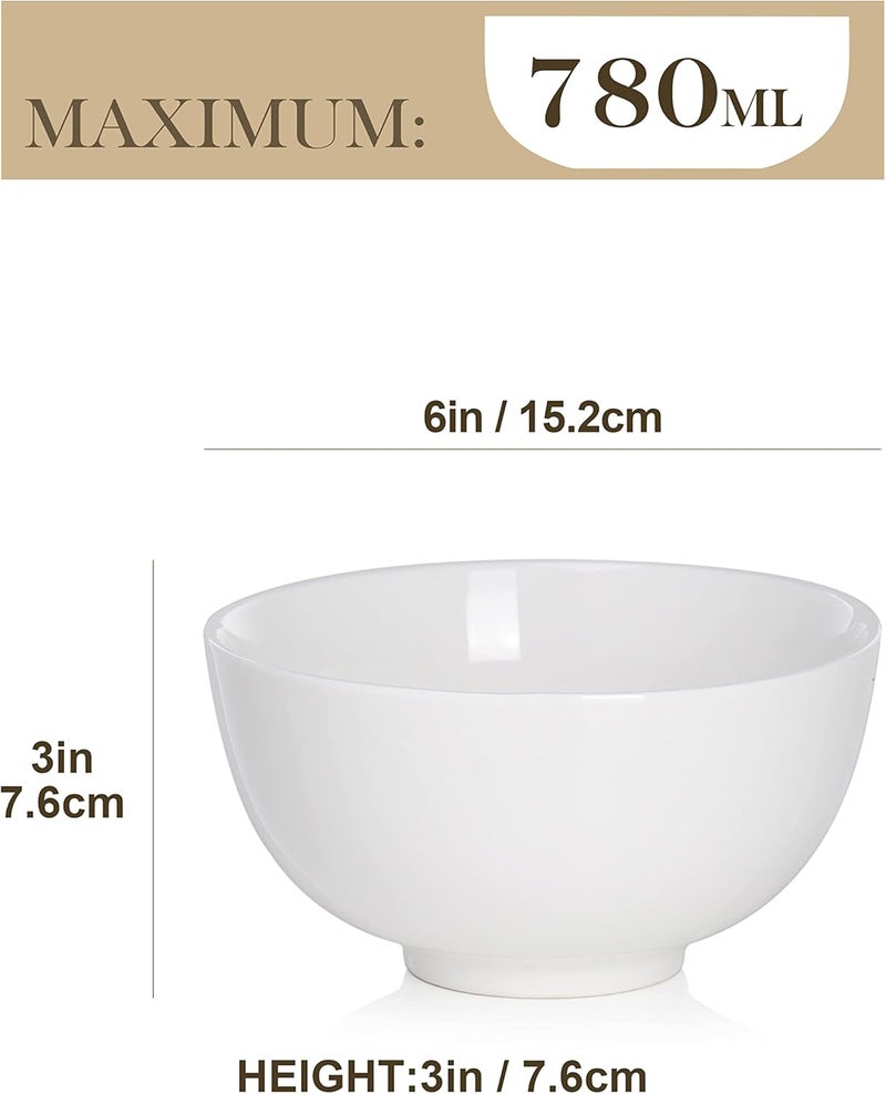 MALACASA , Series Regular, 750ml Porcelain Bowls/Cereal Bowls/Soup Bowls/Pasta Bowls/Dessert Bowls/Breakfast Bowls/Ice Cream Bowls/Snack&Dip Bowls (15.3 * 15.3 * 7.8CM), Set of 4 - Image 2