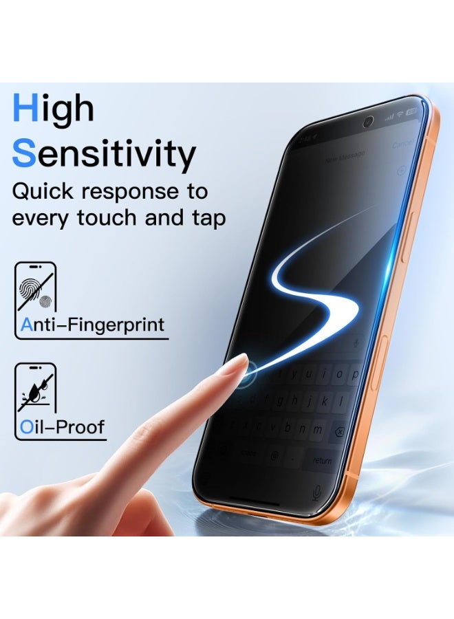 Mlbose iPhone 17 Pro Max Privacy Tempered Glass Anti-Spy 2+2 Pack with Camera Lens Tempered Glass 9H Hardness Anti-Glare Case Friendly Privacy 17 Pro Max - Image 5