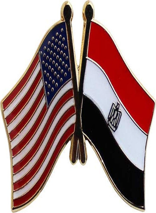 Flagline USA and Egypt Flag Die-struck Metal Friendship Lapel Pin with Butterfly Clasp Closure - Image 2