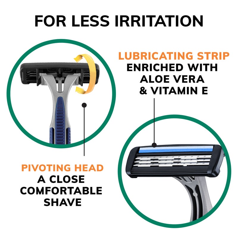BIC Sensitive 3 Disposable Razors for Men With 3 Blades for Sensitive Skin, 12 Count Value Pack of Shaving Razors - Image 3