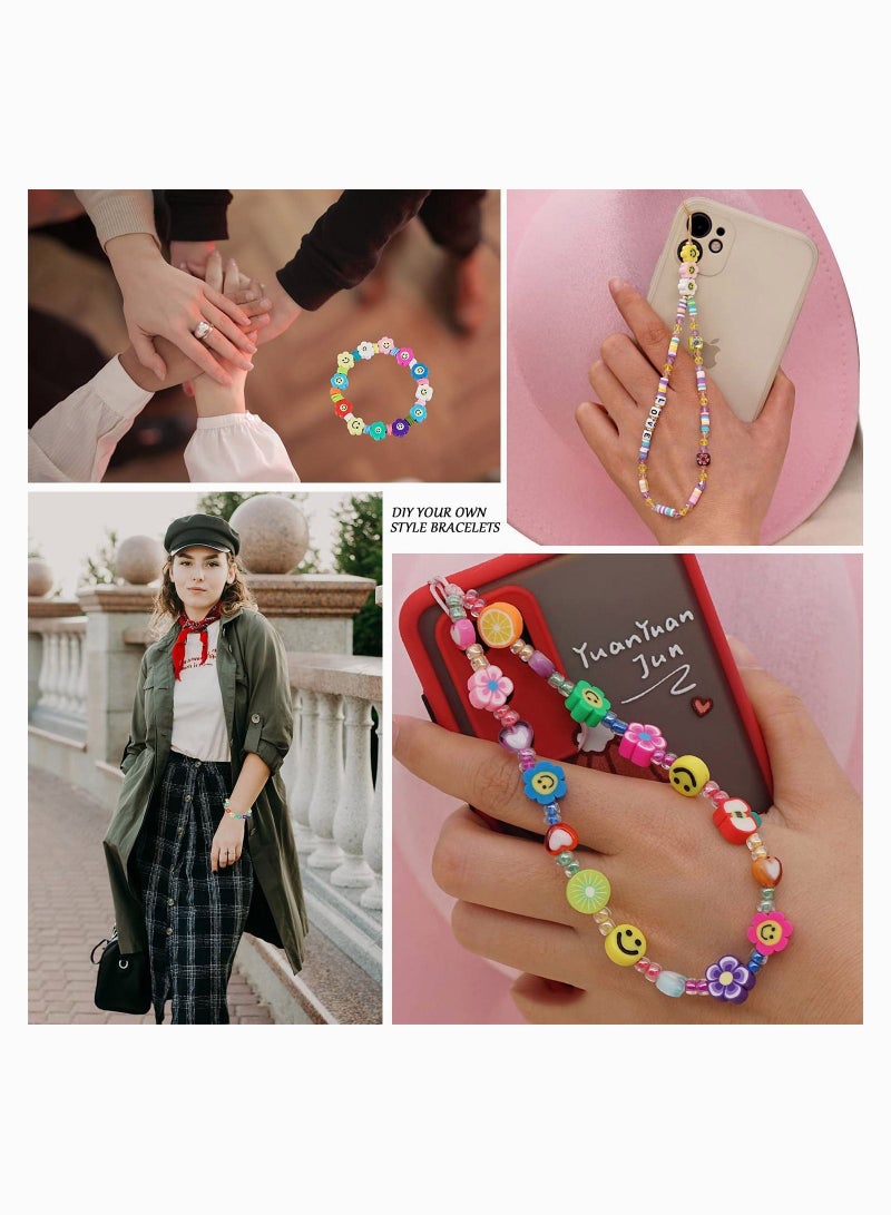 SYOSI Beads Mixed Sun Flower Smiley Polymer Clay Spacer Beads for Women Girls Jewelry Making DIY Bracelet Necklace Hair Clip Accessories, Smiley Face Beads 10mm Polymer Clay Color Mixed 50pcs - Image 3