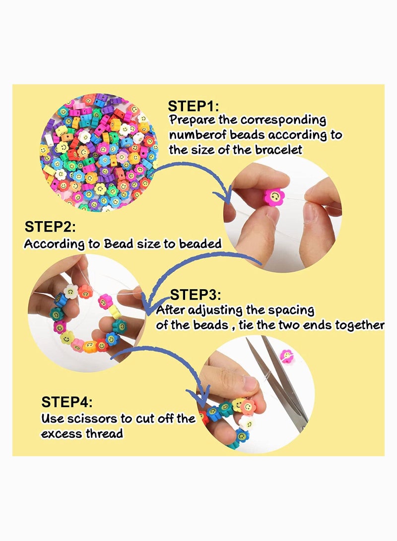 SYOSI Beads Mixed Sun Flower Smiley Polymer Clay Spacer Beads for Women Girls Jewelry Making DIY Bracelet Necklace Hair Clip Accessories, Smiley Face Beads 10mm Polymer Clay Color Mixed 50pcs - Image 5