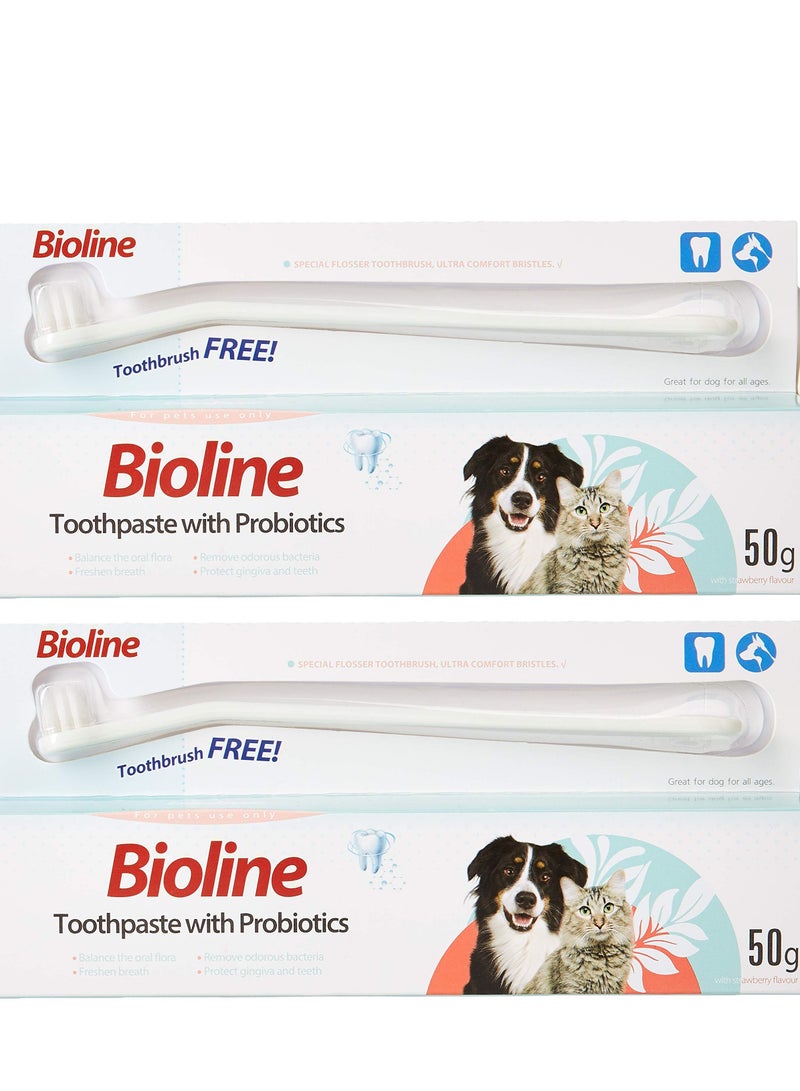 Bioline Toothpaste With Probiotics Balance Oral For Cats And Dogs 2X50g - Image 1