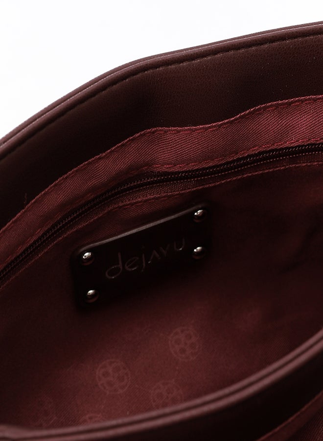 Dejavu BAGS LID-DVTX-018 Burgundy Studded With Chain Handle Shoulder Bag For Women, UN - Image 4