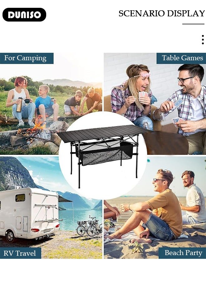 DUNISO Folding Outdoor Camping Table, Portable Picnic Camping Table  with Storage Pocket, Aluminum Roll-up Table with Easy Carrying Bag for Indoor,Outdoor,Camping, Beach,Backyard, BBQ, Party, Patio, Picnic(120 * 55 * 50cm) - Image 3