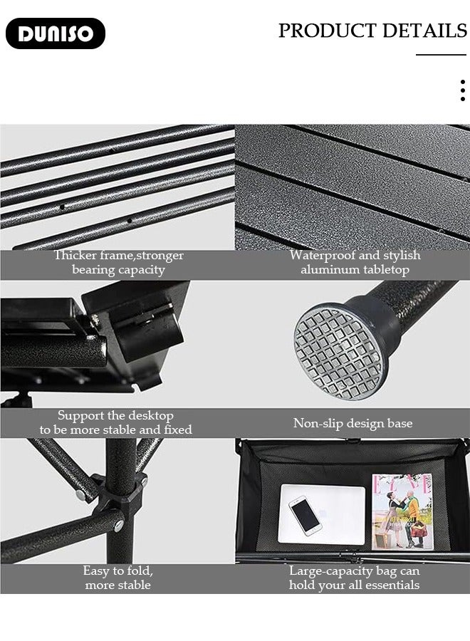 DUNISO Folding Outdoor Camping Table, Portable Picnic Camping Table  with Storage Pocket, Aluminum Roll-up Table with Easy Carrying Bag for Indoor,Outdoor,Camping, Beach,Backyard, BBQ, Party, Patio, Picnic(120 * 55 * 50cm) - Image 5