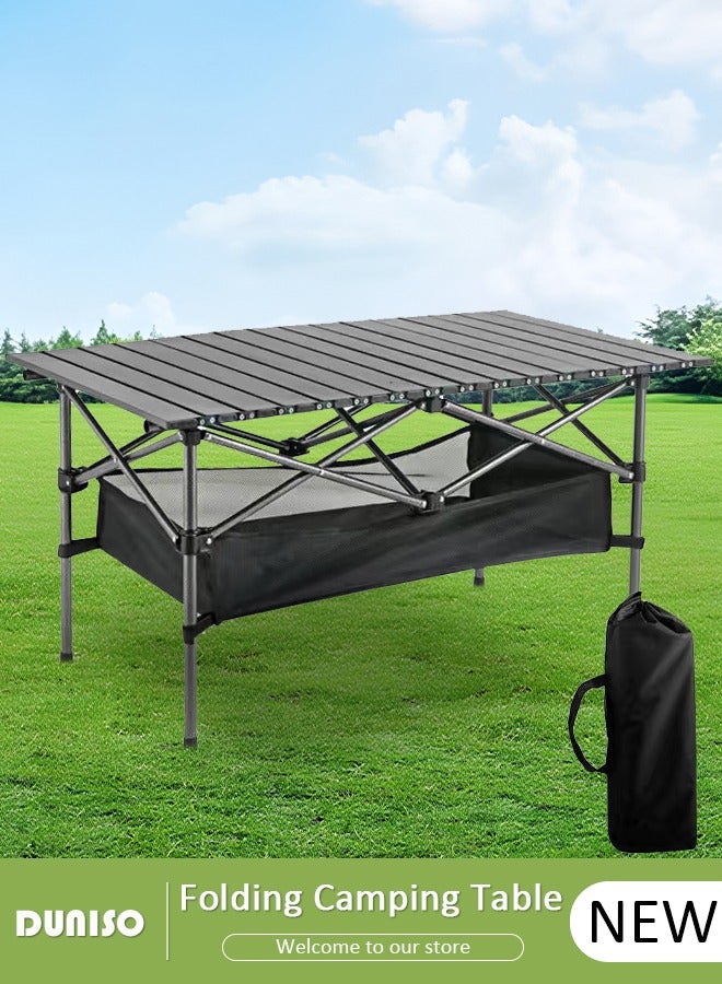 DUNISO Folding Outdoor Camping Table, Portable Picnic Camping Table  with Storage Pocket, Aluminum Roll-up Table with Easy Carrying Bag for Indoor,Outdoor,Camping, Beach,Backyard, BBQ, Party, Patio, Picnic(120 * 55 * 50cm) - Image 1